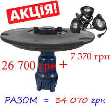 Плаваючий фонтан для ставка Jebao FJ-500A Plus із насосом 3-ма світильниками та пультом управління