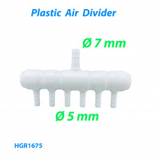 Розподілювач повітря або гребінка для розподілення потоків повітря на 6 виходів Ø 5 мм при вхідному підключенні Ø7 мм